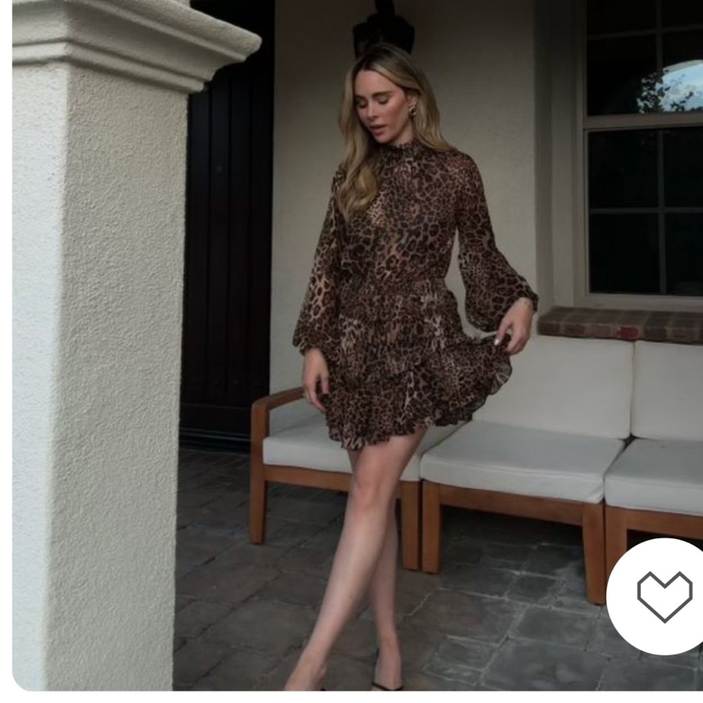 Vici Mailey Leopard Mock Neck Mini Dress